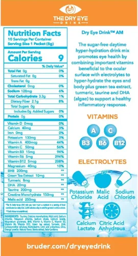 Vista 20 de l Hidratación definitiva para ojos secos l Paquetes de electrolitos en polvo sin azúcar l Mezclado con vitaminas, té verde, cúrcuma, taurina y DHA l