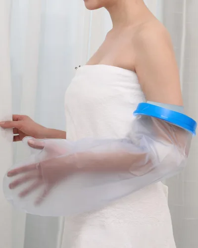 Vista 9 de CureSquad Brazo de cubierta de ducha fundido, fundas de fundición para ducha, cubierta de fundición impermeable para adultos, protección de yeso