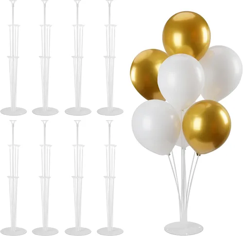 Vista 12 de Kit de soporte para globos, 4 juegos de soporte de arco de globos con base y palos para globos para mesa de Navidad, graduación, boda, cumpleaños