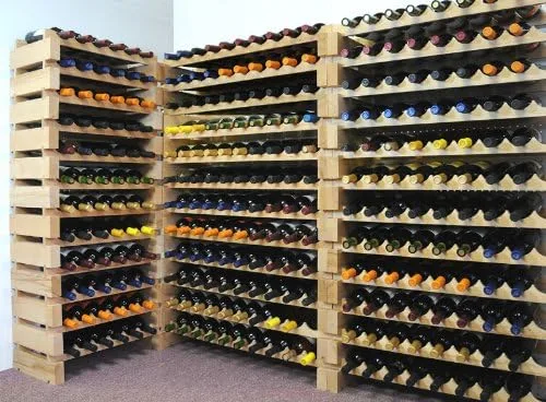 Vista 2 de Estante de vino de madera -48 botellas modulares de madera dura para vino (12 botellas x 4 estantes)