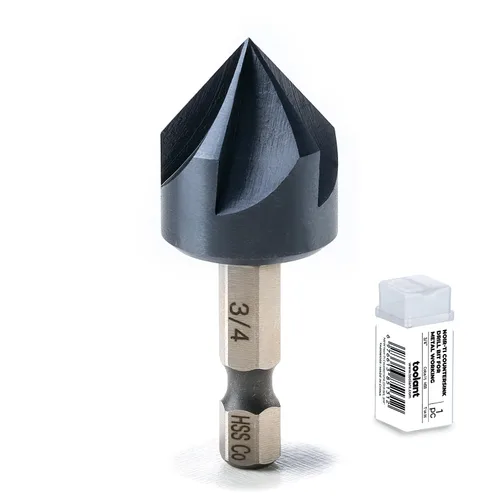 Vista 11 de toolant Broca Avellanadora de Cobalto Noir-Ti de 1/2" (Pro), Recubierta con Nitruro de Aluminio y Titanio con Vástago Hexagonal de Cambio Rápido