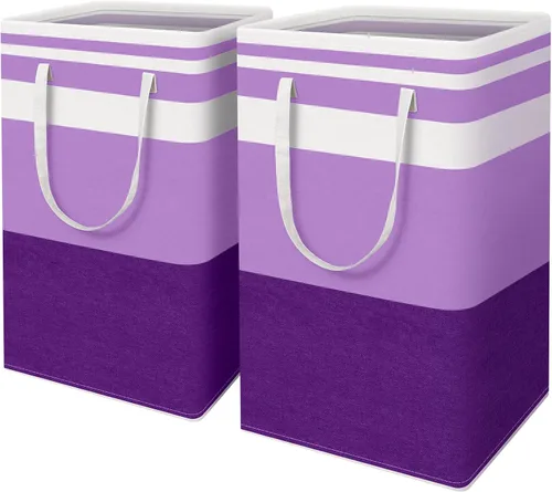 Vista 33 de HomeHacks - Paquete de 2 cestas grandes para ropa sucia, bolsas para ropa sucia (azul 75 pulgadas de largo x 2)