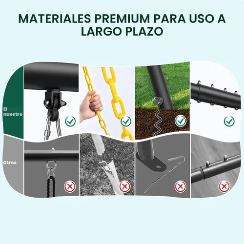 Vista 4 de Hapfan Juego de columpios resistentes de 600 libras con 1 columpio de plataforma, 2 columpios de cinturón, un juego de columpios de metal con marco