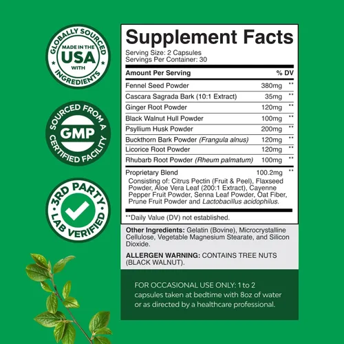 Vista 3 de Herbal Colon Cleanse para mujeres y hombres – 15 días de limpieza intestinal desintoxicante para mujeres y hombres con hoja de sena sagrada