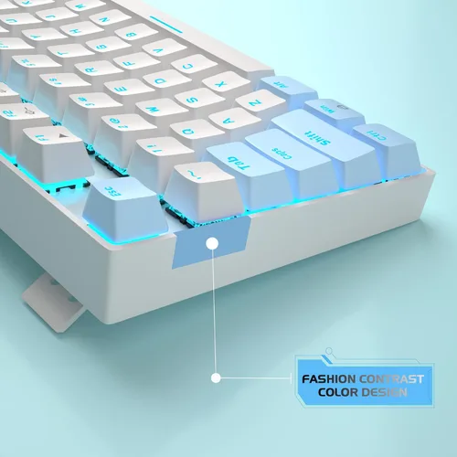 Vista 3 de MageGee Teclado mecánico para juegos al 75% con interruptor rojo, teclado retroiluminado azul LED, 87 teclas compacto TKL con cable para computadora