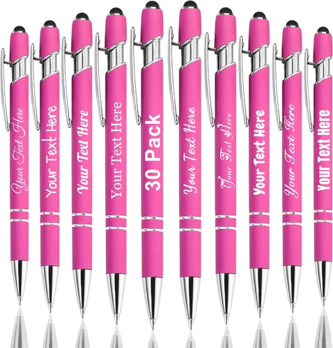 Vista 93 de Hasta 300 bolígrafos personalizados a granel con nombre personalizado con grabado gratis, puntas de lápiz capacitivo grabado, bolígrafo