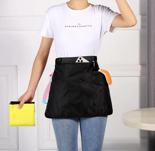 Vista 3 de Bafelia Delantal de limpieza para mujer con 7 bolsillos, delantal profesional impermeable para trabajo de limpieza