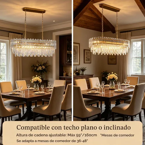Vista 4 de Candelabro rectangular de cristal K9 dorado de 37.4 pulgadas