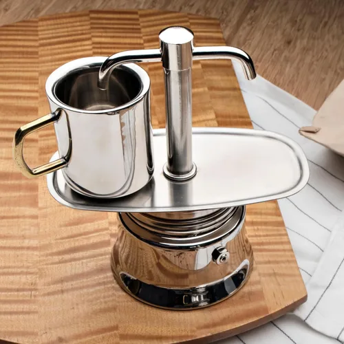 Vista 5 de Kings County Tools Cafetera de Café de Dos Bocas de 2 Tazas - Cafetera Espresso de Acero Inoxidable para Estufa - Máquina de Café Italiana