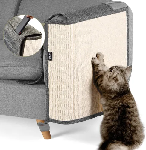 Vista 14 de NATUYA Protector de sofá de muebles para arañazos para gatos, almohadilla rascador grande de sisal para gatos, protector de brazo de esquina Gris