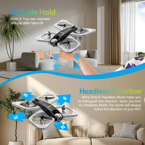 Vista 6 de S3 WiFi FPV 6-Axis Gyro & 360° Flip Drone con cámara HD 480P para principiantes (blanco)