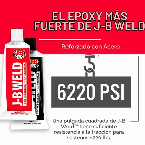 Vista 2 de J-B Weld 8281 Epoxi reforzado con acero de tamaño profesional - Endurecedor y paquete de acero - 10 oz