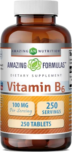 Vista 6 de Amazing Formulas Vitamina B6 piridoxina 100 mg 100 tabletas Suplemento Sin OMG Sin gluten Fabricado en Estados Unidos