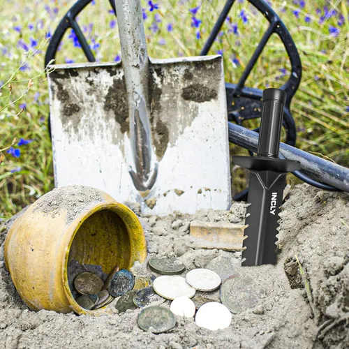 Vista 7 de INCLY - Pala detector de metales, herramienta de excavación de doble borde Con funda para cinturón, pala de detección de metales para detección