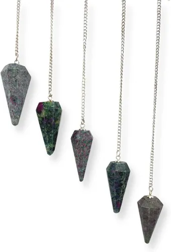 Vista 14 de GEMSCITE Lote de 5 piezas de péndulos de piedras preciosas de amatista a la moda, potente meditación psíquica, regalo de éxito psíquico, FengShui