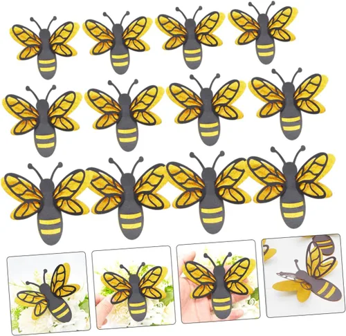 Vista 6 de SHOWERORO Calcomanías de pared de abeja, 3 calcomanías de pared para niños y niñas, calcomanías decorativas
