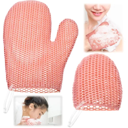Vista 10 de Karenhi 2 Pcs Honeycomb Exfoliating Glove Set Exfoliating Bath Mitt Honeycomb Face and Body Scrubber Shower Mitt for Cleaning Body Shower Face Skin