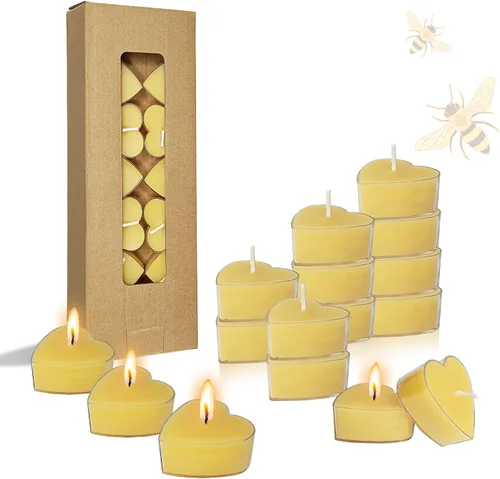 Vista 15 de Velas perfumadas hechas a mano, 12 velas redondas de velas de té de cera de abejas naturales, velas sin humo, para spa, decoración del hogar