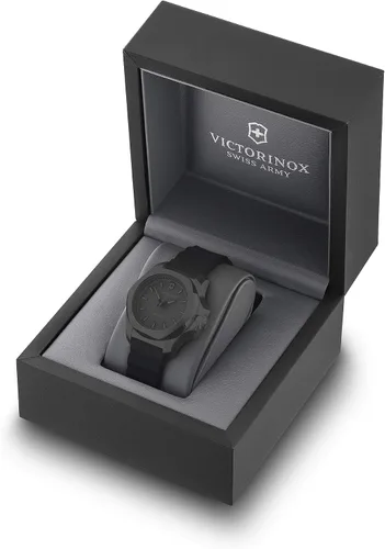 Vista 6 de Victorinox INOX - Reloj analógico de cuarzo con esfera gris y correa de goma negra Negro