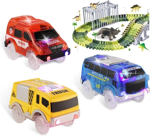 Vista 6 de Save Unicorn Vehículos de juguete solo para carreras, Flex Track Race Cars de repuesto que brillan en la oscuridad, funciona con pilas, Snap N Glow