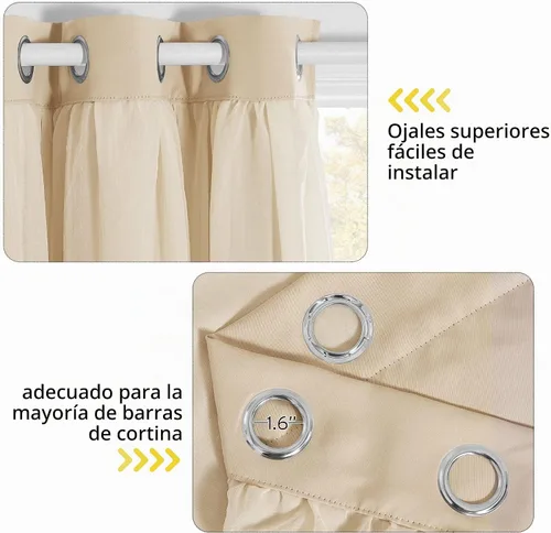 Vista 3 de NICETOWN Cortinas opacas para cuarto de bebé, dormitorio, sala de estar, cortinas opacas aplastadas de 84 pulgadas de largo, cortinas de granja