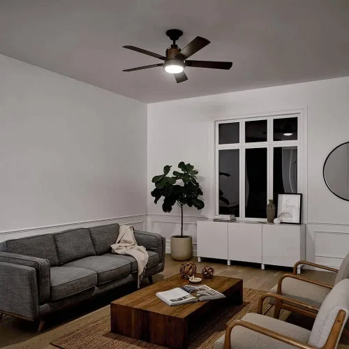 Vista 9 de Kichler Ventilador de techo Colerne de 52 pulgadas con luz LED, níquel cepillado