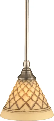 Vista 77 de Toltec Lighting Tallo Colgado Mini colgante, acabado de cobre negro, 3.5" cuadrado humo burbuja vidrio