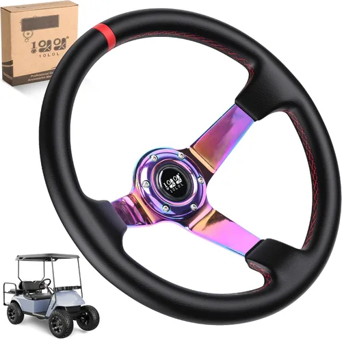 Vista 10 de 10L0L Volante de carrito de golf, diseño universal para Yamaha, EZGO RXV y TXT, Club Car DS, Club Car Precedent Tempo, la mayoría de los carritos
