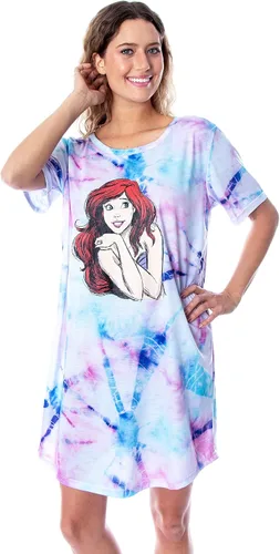 Vista 3 de Disney Princess Ariel - Camisón de dormir para mujer, diseño de sirena, teñido anudado
