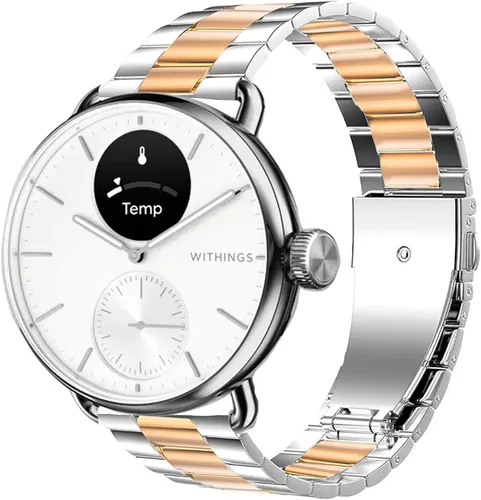 Vista 8 de Compatible con Withings Smartwatch Bands, Lamshaw 0.709 in, 0.787 in, acero inoxidable, correa de repuesto de metal para hombres y mujeres