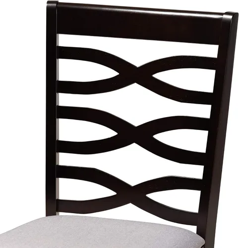 Vista 4 de Baxton Studio Lanier - Juego de sillas de comedor de 2 piezas, tapizadas de tela gris, madera con acabado marrón expreso Gris/Café Espresso