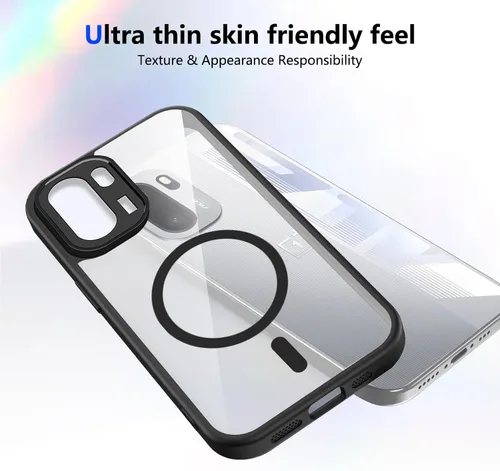 Vista 163 de Funda magnética transparente compatible con Xiaomi 17T, color negro 2 en 1 PC + TPU cubierta de teléfono a prueba de golpes, carcasa protectora