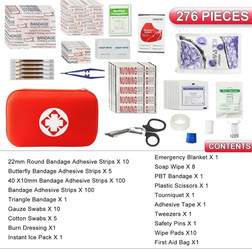 Vista 2 de 276 PIEZAS Kit de Primeros Auxilios para Hogar, Auto, Camping, Senderismo, Suministros de Emergencia, Bolsa Compacta y Linda para la Escuela, al