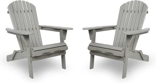 Vista 3 de Wood Lounge Patio Chair for Garden Outdoor Wooden Folding Embossed Adirondack Chair Set of 2 Solid Cedar Wood Lounge Patio Chair with Wood Grain