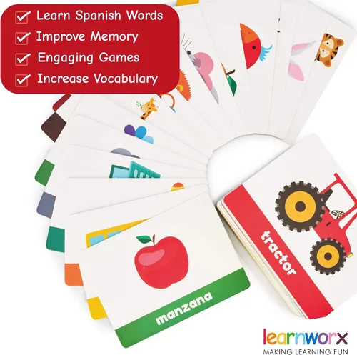 Vista 5 de Tarjetas flash españolas para niños y niños pequeños - 101 tarjetas - 202 lados - Aprende conmigo - Objetos, números y juegos - Gran valor