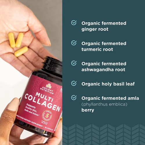 Vista 8 de Ancient Nutrition Cápulas de colágeno múltiple, 90 unidades + polvo de proteína de colágeno múltiple, sin sabor, 60 porciones