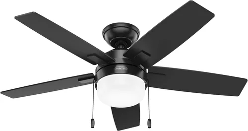 Vista 20 de Hunter Anisten 52487 - Ventilador de techo interior de 52 pulgadas con luz LED, ventilador de techo blanco con cadena de tracción, para dormitorio