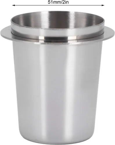 Vista 2 de Fdit Taza dosificadora de acero inoxidable, taza de alimentador de polvo de café de 2.008 in para máquina de café expreso, taza dosificadora de café