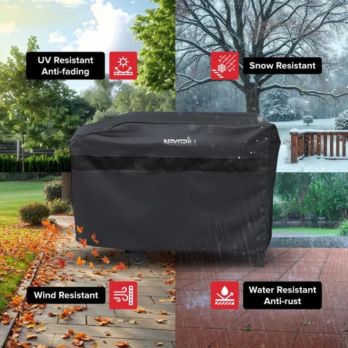 Vista 4 de Nexgrill - Funda de parrilla de 42 pulgadas, cubierta plana resistente al agua de servicio pesado con correa ajustable y ventilación, protección