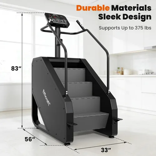 Vista 7 de EFFICRAFT Stairmaster Machine with LED Screen, Commercial Grade Stair Climber, Continuous Climbing Exercise Machine for Cardio, 15 Speed Levels