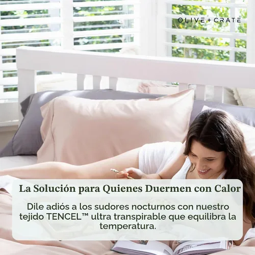 Vista 2 de Olive + Crate Fundas de Almohada de Eucalipto Tencel - Fundas de Almohada 100% Tencel Lyocell Refrescantes para Personas que Duermen con Calor