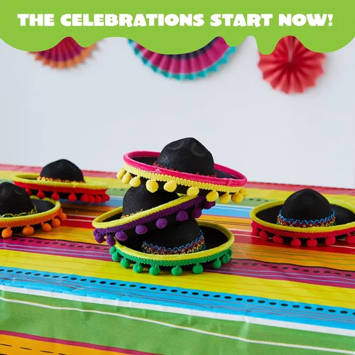 Vista 3 de JOYIN - 6 diademas con sombrero de tela para fiesta del Cinco de Mayo, suministros para fiesta, sombreros de fiesta, decoraciones temáticas