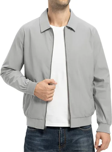 Vista 12 de TBMPOY Chaquetas ligeras para hombre, estilo casual, rompevientos, para hombre, chaqueta ligera de pista, cuello de tendido, abrigos de golf de otoño
