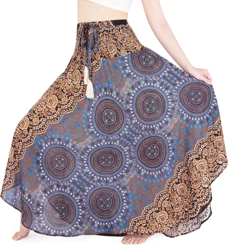 Vista 30 de Lannaclothesdesign - Falda larga para mujer de estilo bohemio, gitano, hippie, ropa de falda boho Rosa doble negra