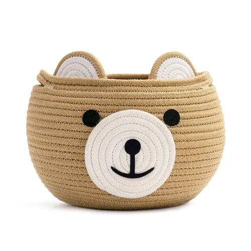 Vista 9 de CherryNow Cesta de cuerda tejida, cestas de oso para regalos vacías, cesta de almacenamiento grande para sala de estar, guardería, cestas