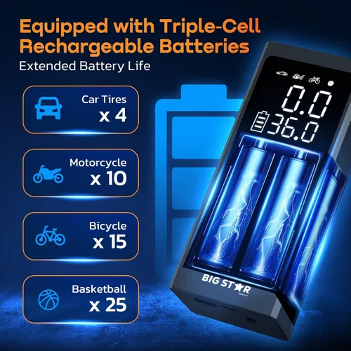 Vista 8 de Compresor de aire portátil para inflador de neumáticos, 150 PSI, indicador digital, luz LED de apagado automático para automóvil, SUV, motocicleta