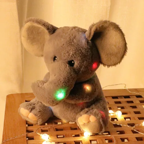 Vista 7 de Hopearl Elefante de peluche con luces LED, flexible, con luces de noche que brillan en la oscuridad, para festival, cumpleaños, niños pequeños