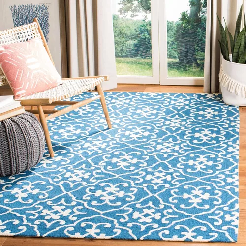 Vista 12 de SAFAVIEH Four Seasons Collection FRS234A - Alfombra de pasillo floral con gancho a mano, 2 pies 3 pulgadas x 8 pies, color azul/marfil