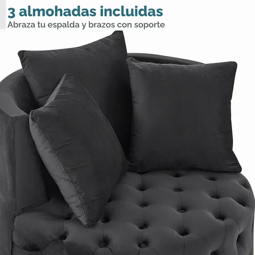 Vista 4 de JOYBASE Silla giratoria de barril con 3 almohadas, sillón redondo de acento, cómodo y cómodo, moderno sofá circular para sala de estar, dormitorio