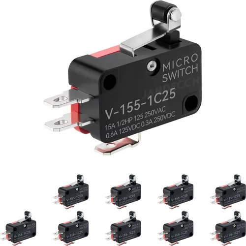 Vista 8 de 10 piezas Interruptor de límite de plomo, micro interruptor de acción Snap SPDT 1NO 1NC V-15-1C25